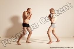 Underwear Martial art Man - Man White Moving poses Slim Short Blond Dynamic poses Academic